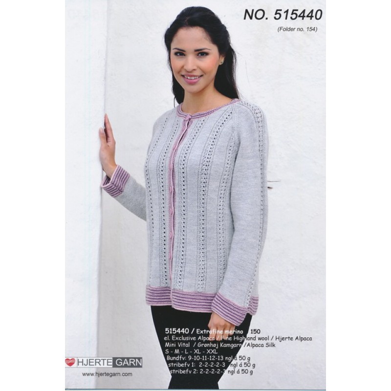 515440 Cardigan m/hulmønster