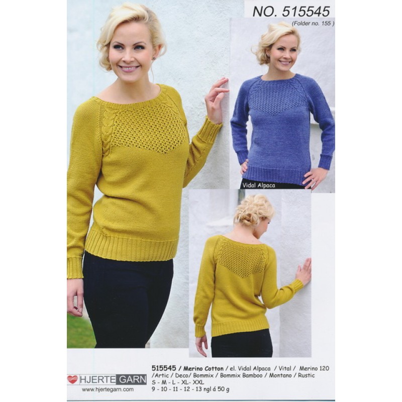 515545 Sweater m/snoning & hulmønster
