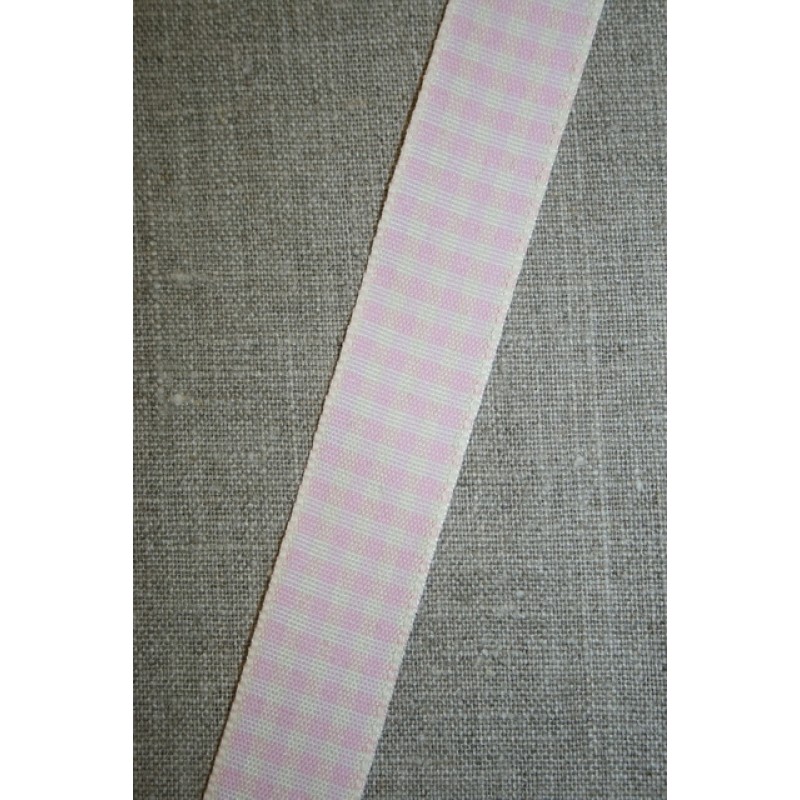 Ternet bånd off-white/babylyserød, 25 mm.