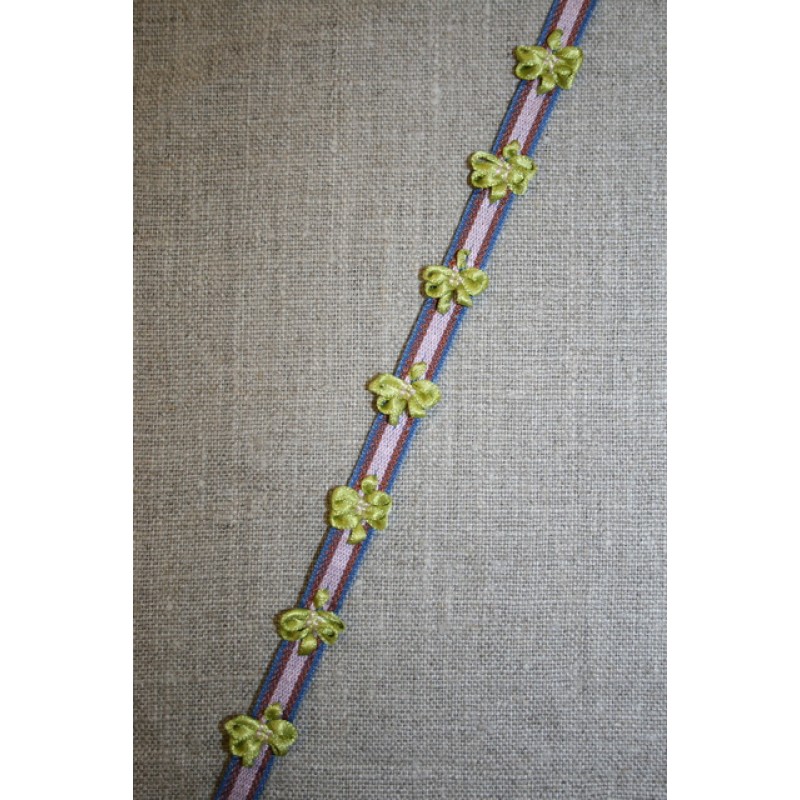 Bånd med sløjfer, denim-lyselilla-lime