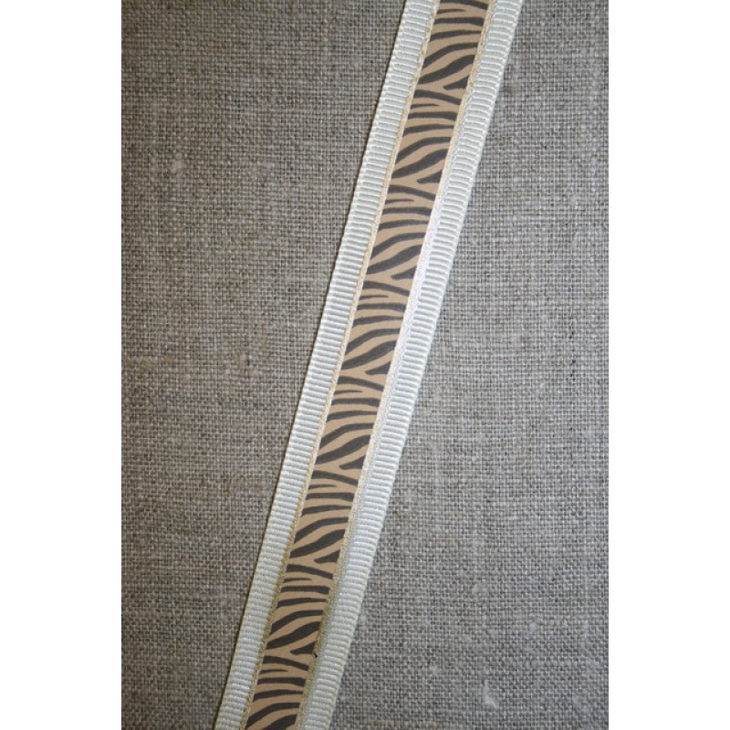 Bånd med zebra-print creme-brun-guld