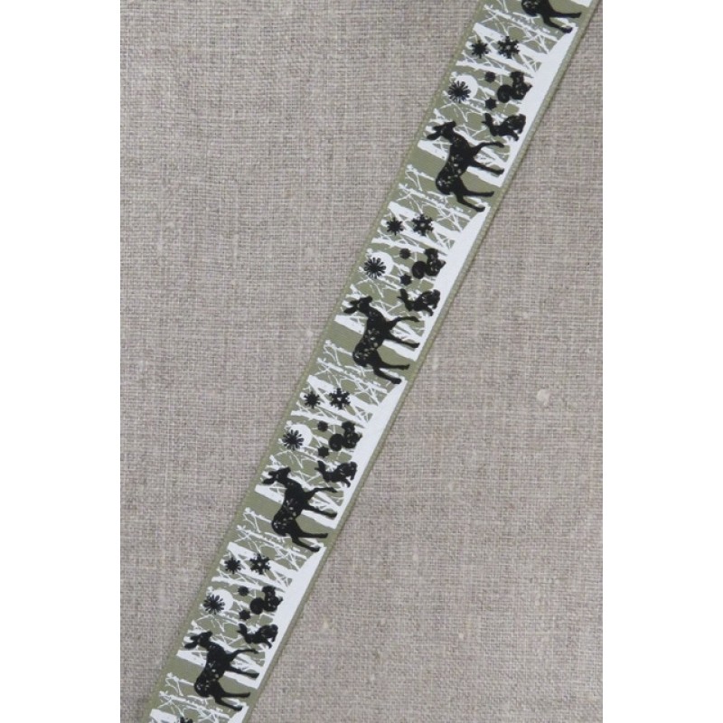 Bånd med træer - dyr i støvet grøn