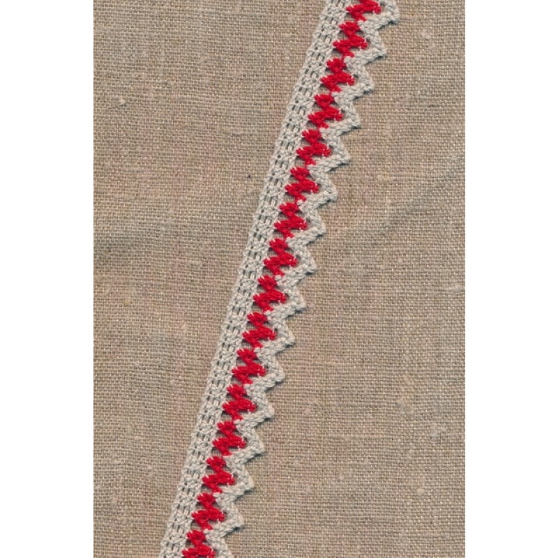 Bomulds-blonde m/takker 22 mm. i sand/ rød