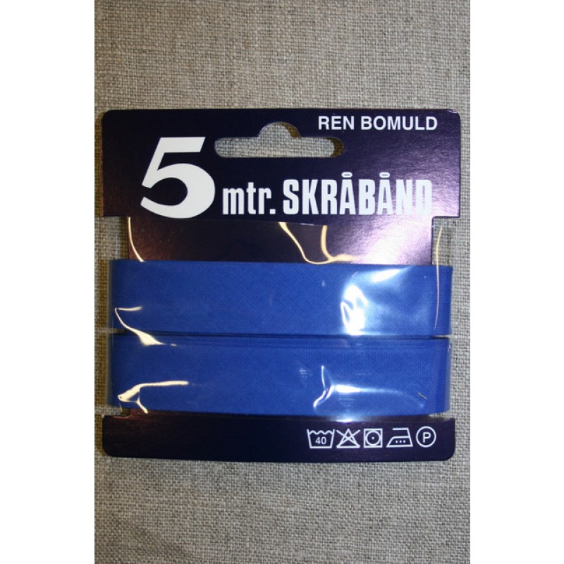 5 meter bomulds-skråbånd, koboltblå