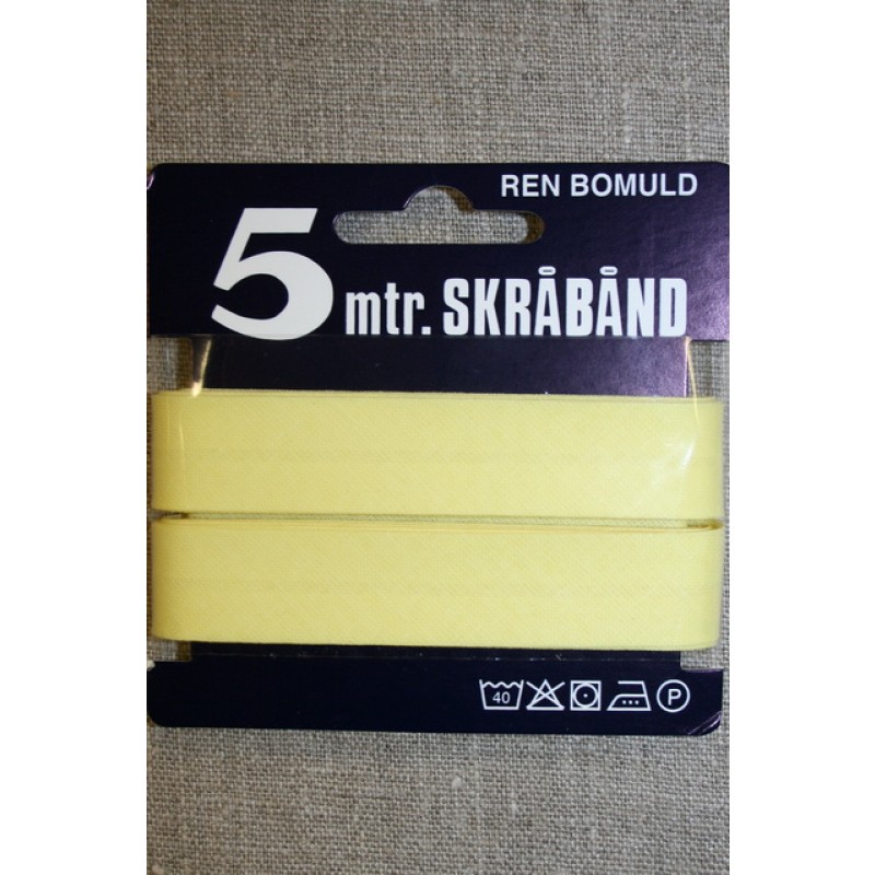 5 meter bomulds-skråbånd, lys gul