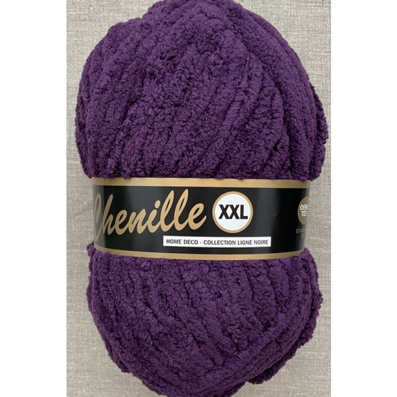 Chenille XXL - velour garn i mørkelilla - 300 gram