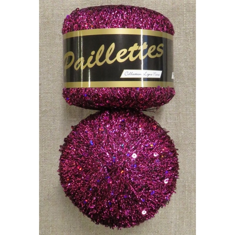 Garn med palietter i pink