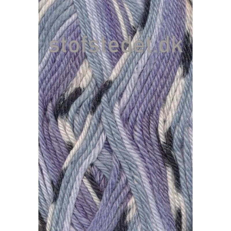 Ragg strømpegarn i lys denim, aqua, hvid, koksgrå