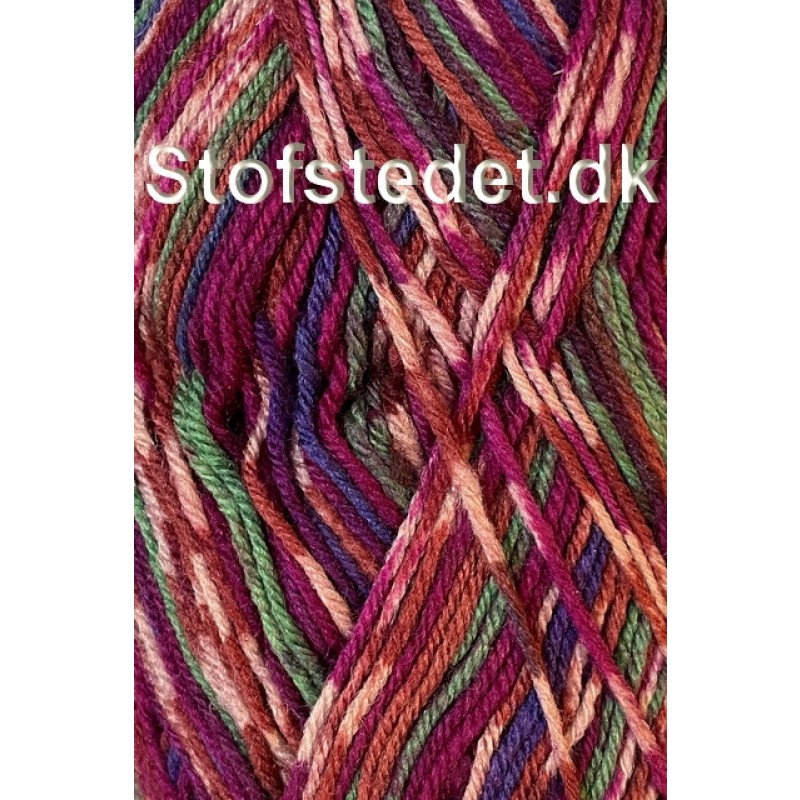 Strømpegarn Sokkengaren fv.12 i cerisse, grøn, lilla