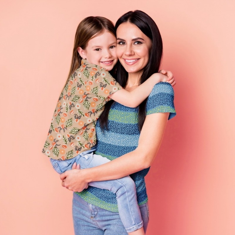 T-shirt i stribet bomulds jersey