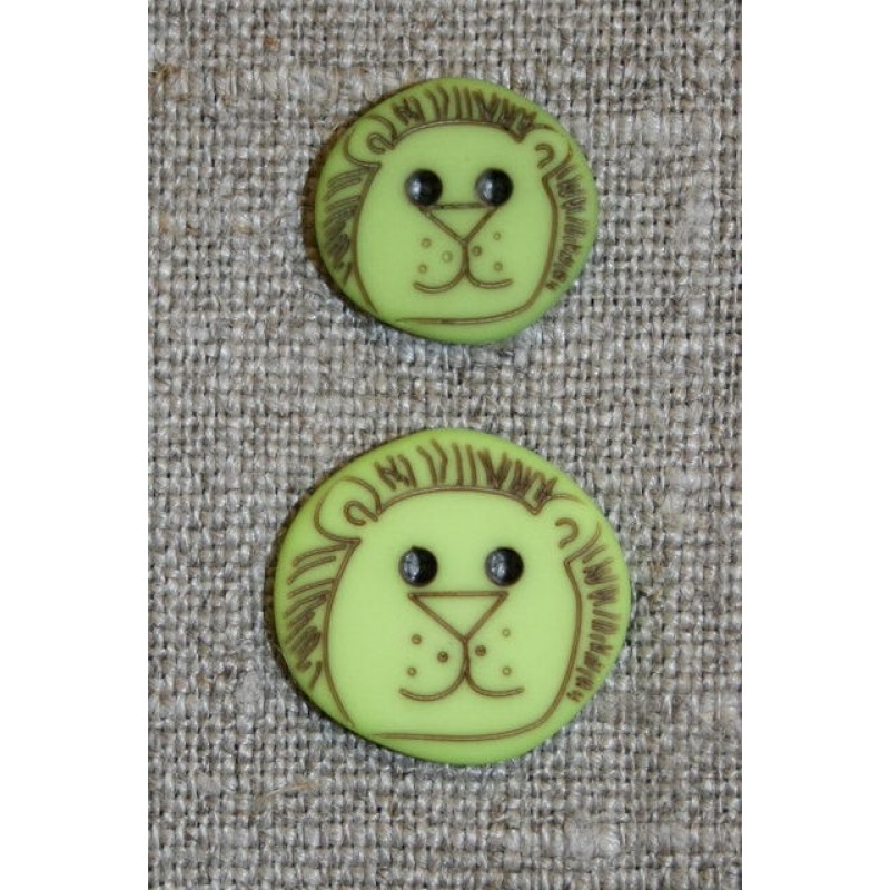 Knap m/løve, lime 18 mm.