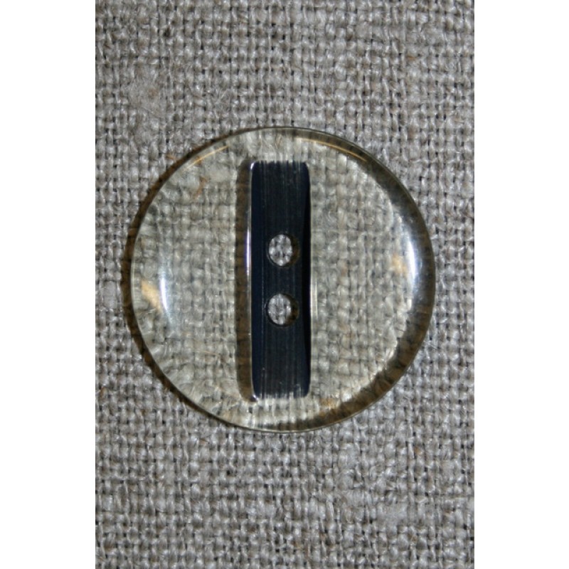 Knap klar/sort, 22 mm.