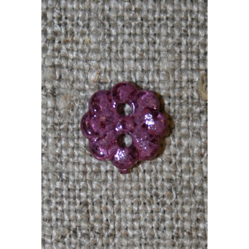 Lille lilla blomster-knap, 9 mm.