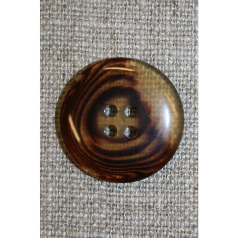 4-huls knap meleret klar/brun, 22 mm.
