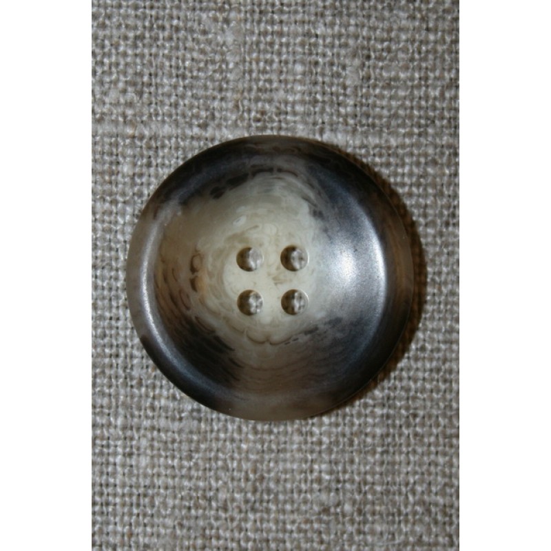 Brun/beige meleret 4-huls knap, 25 mm.