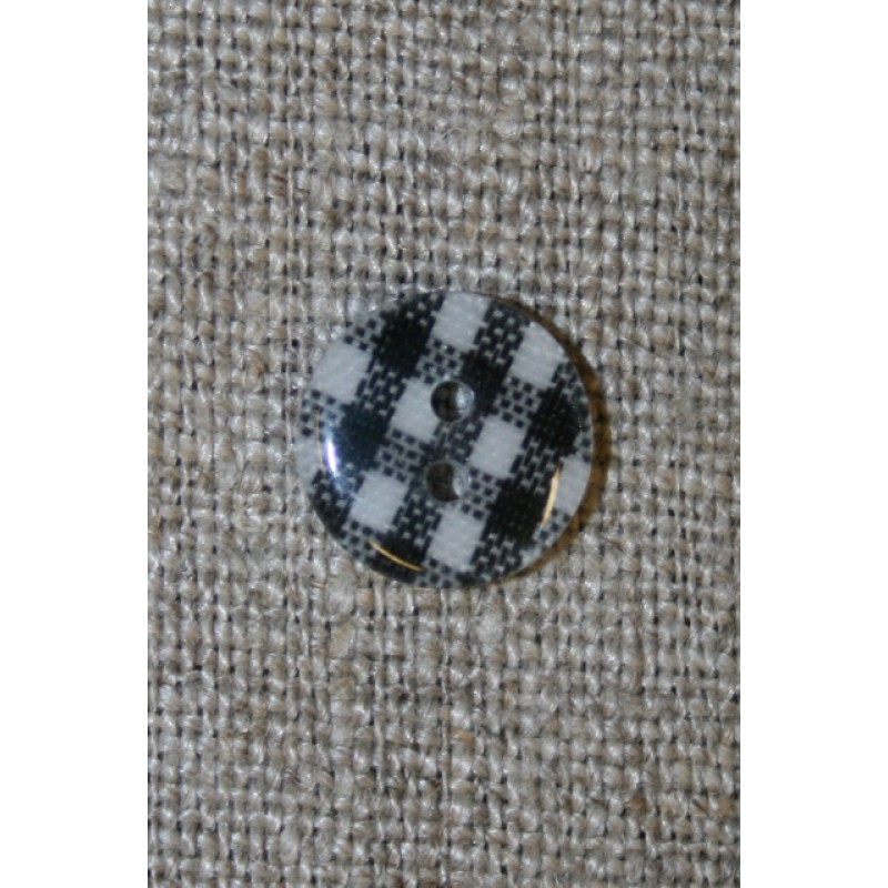 Ternet 2-huls knap sort/hvid, 11 mm.