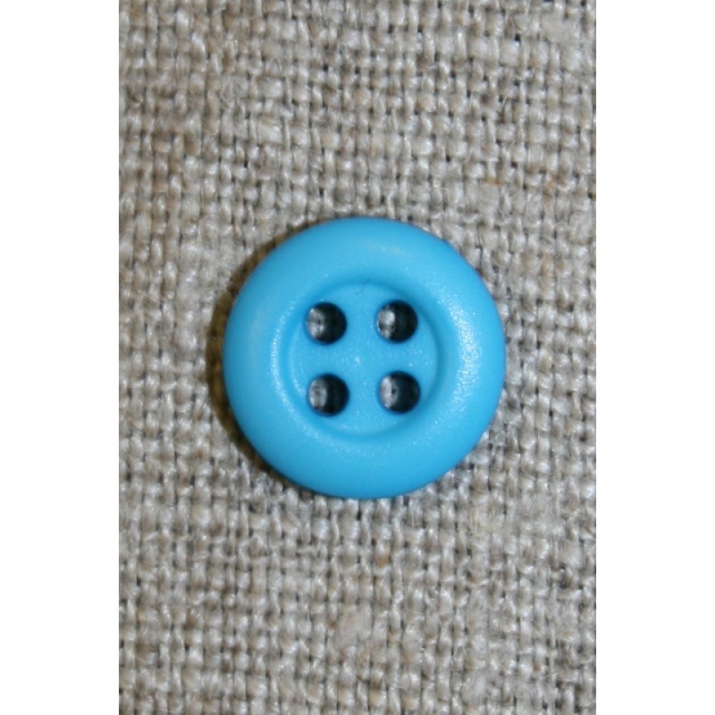 Lille turkis 4-huls knap, 11 mm.
