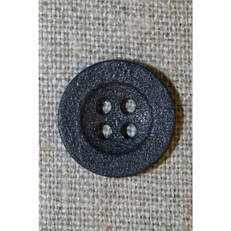 Mørkeblå ru 4-huls knap, 18 mm.
