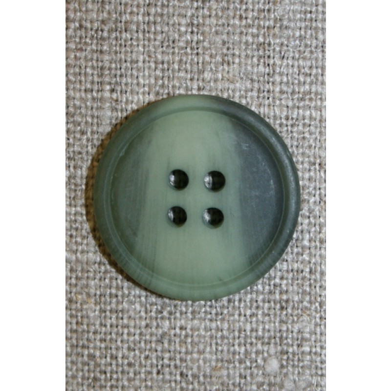 4-huls knap meleret støvet grøn/grå-grøn, 22 mm.