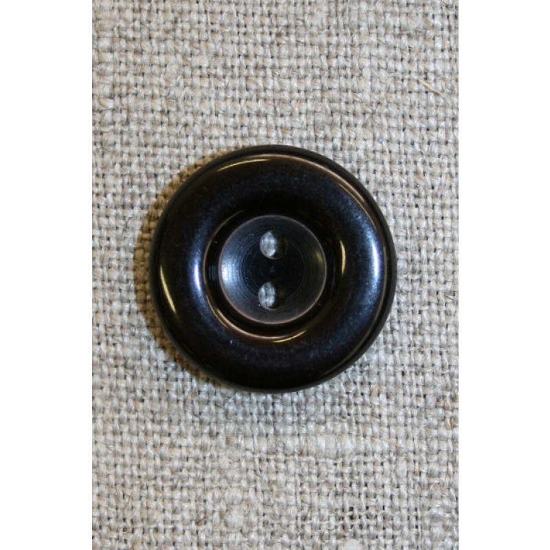 Sort blank 2-huls knap, 20 mm.