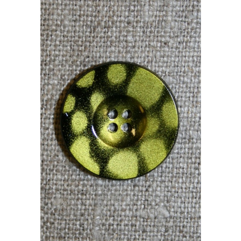 4-huls knap m/pletter sort/lime, 20 mm.