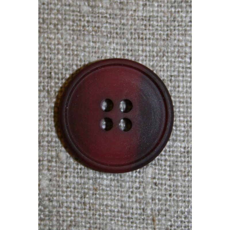 4-huls knap meleret mørk hindbær/bordeaux, 20 mm.