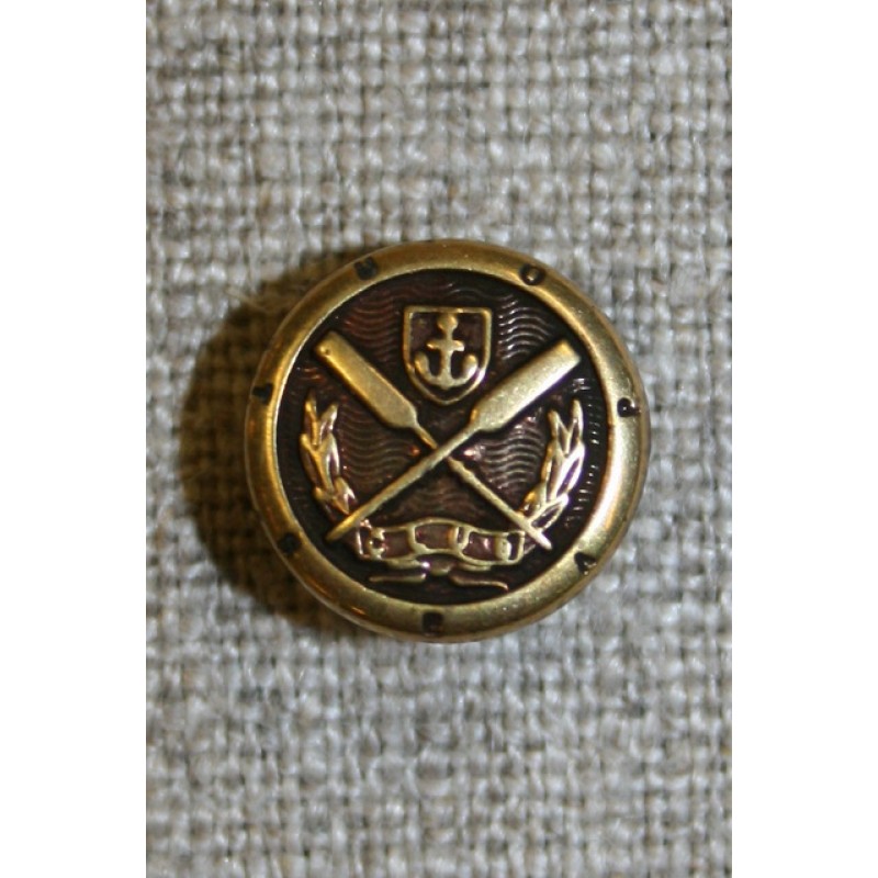 Gl.guld knap m/åre/anker, 12 mm.