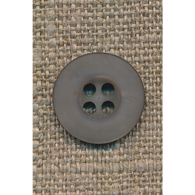 4-huls knap grå-brun, 15 mm.