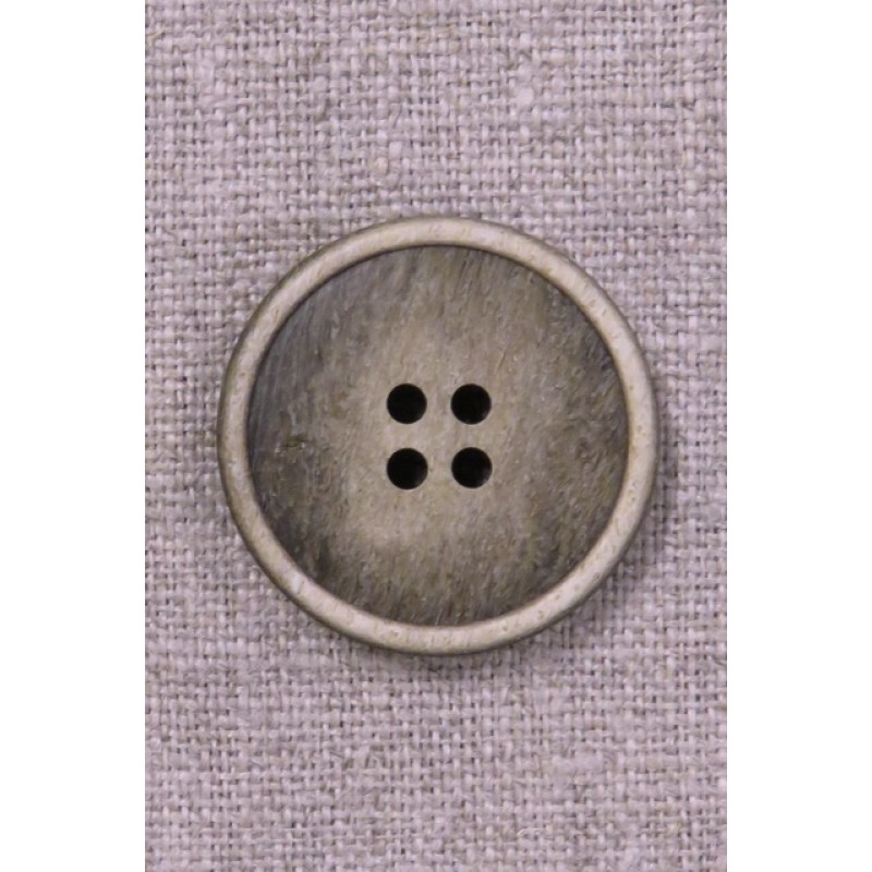 4-huls knap i beige/brun meleret 28 mm.