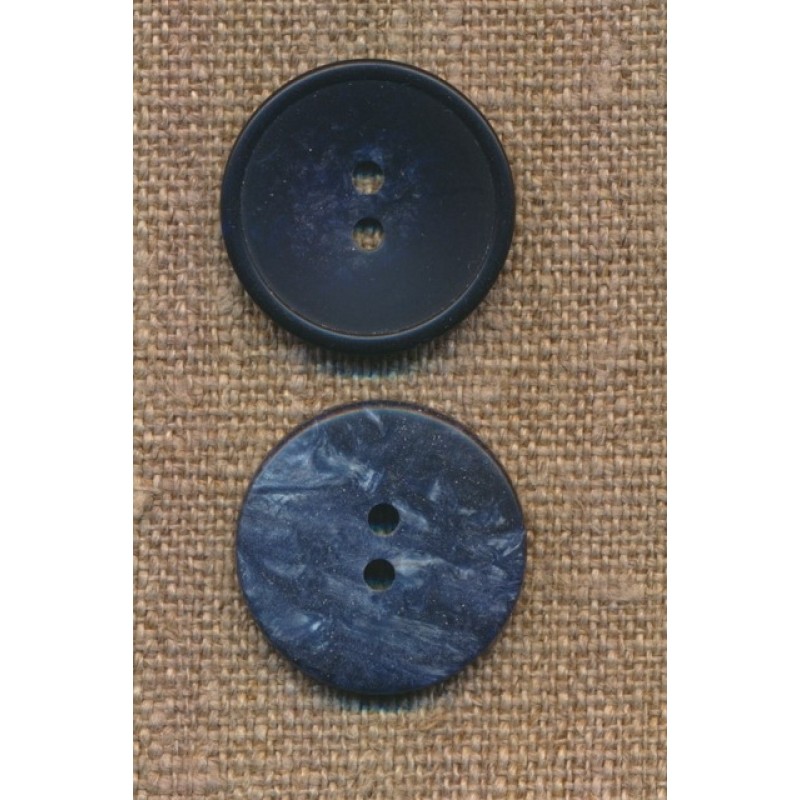 2-huls knap meleret i mørkeblå og denim, 22 mm.