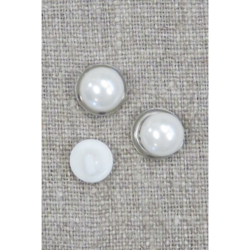 Rund knap i perlemorslook, 11 mm.