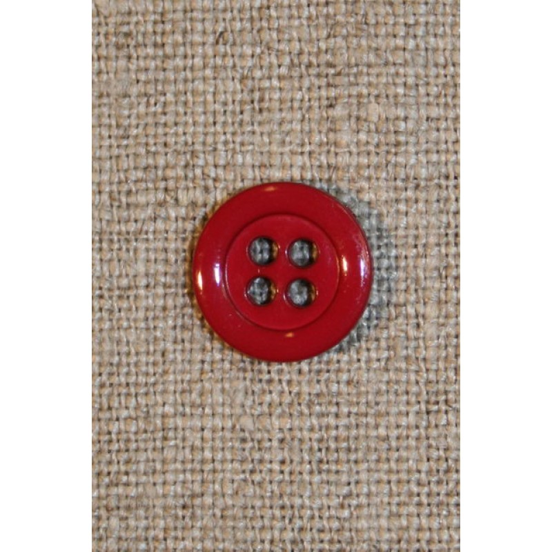 4-huls knap hindbærrød 12 mm.