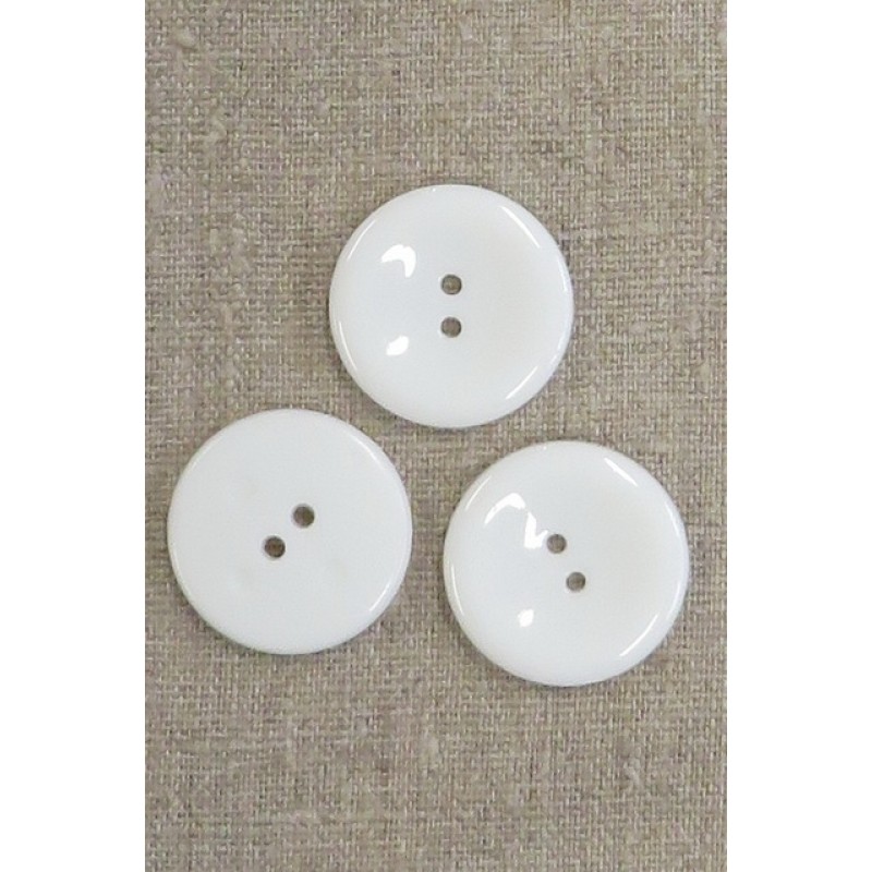 2-huls knap i hvid, 30 mm. 