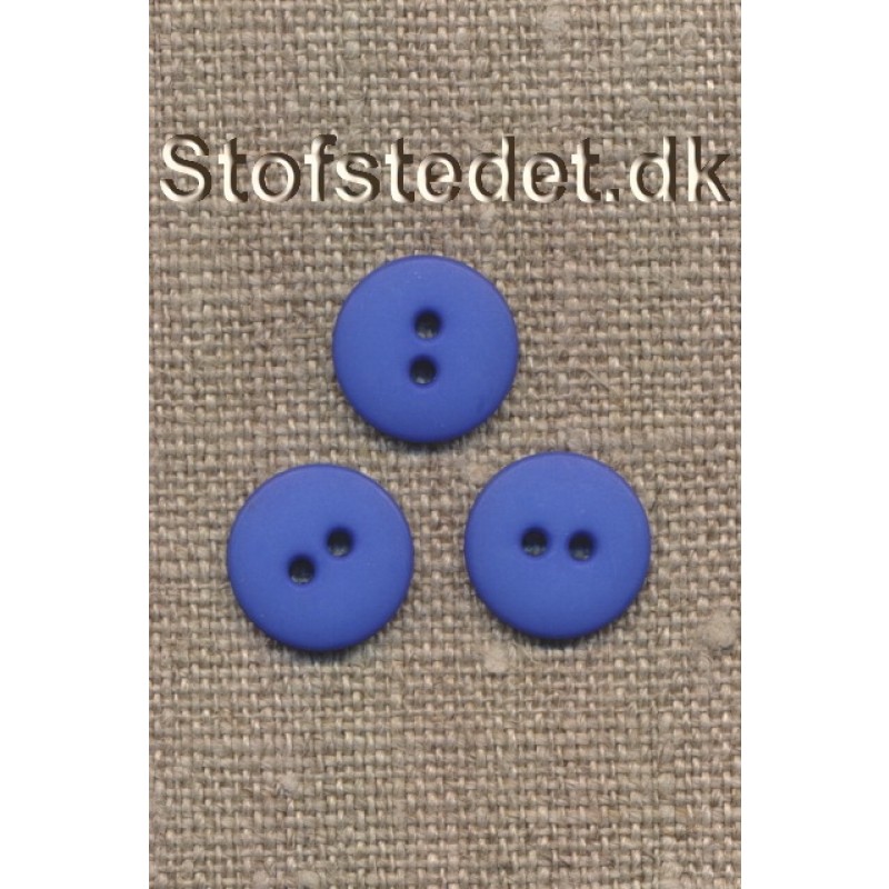Klar blå 2-huls knap i plast - 13 mm.