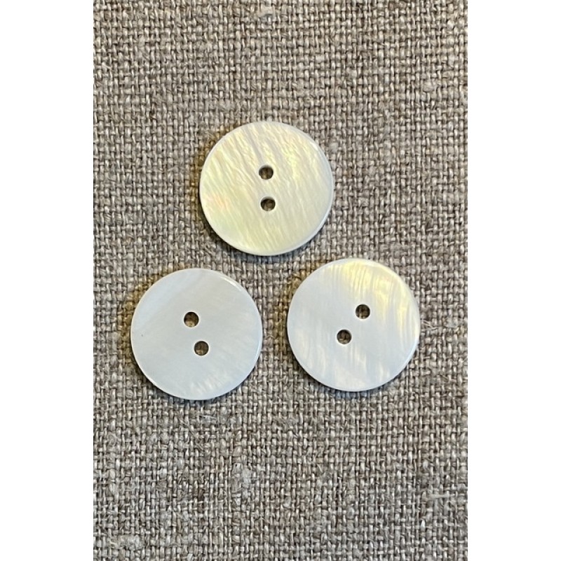 Perlemors-knap hvid, 18 mm.