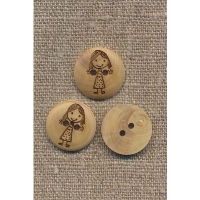 Træknap lys med tegning af pige 18 mm.