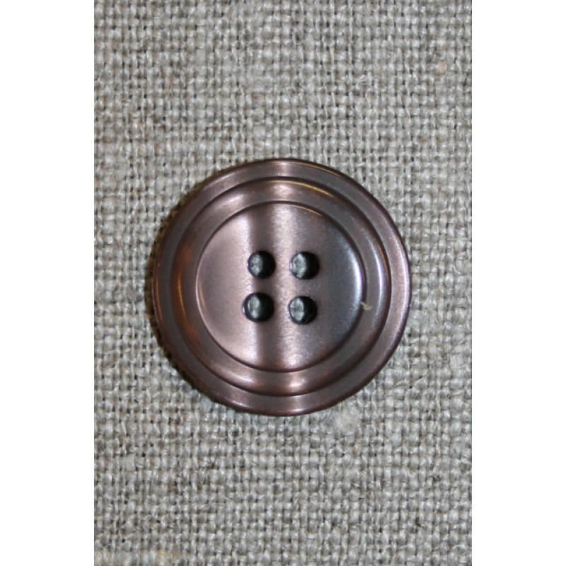 4-huls knap m/cirkel, pudder-brun