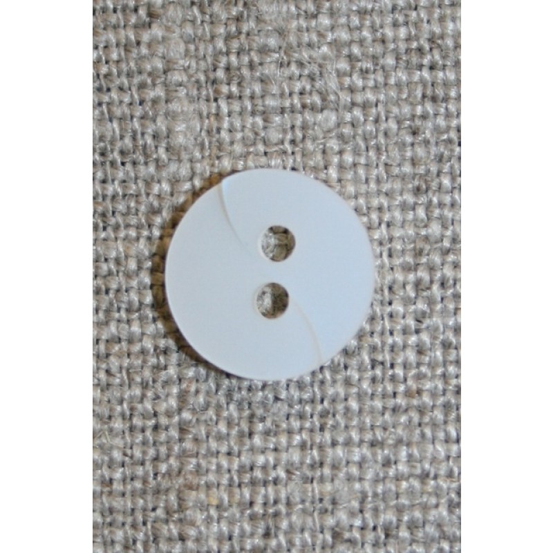 Hvid knap m/drejet look, 11 mm.