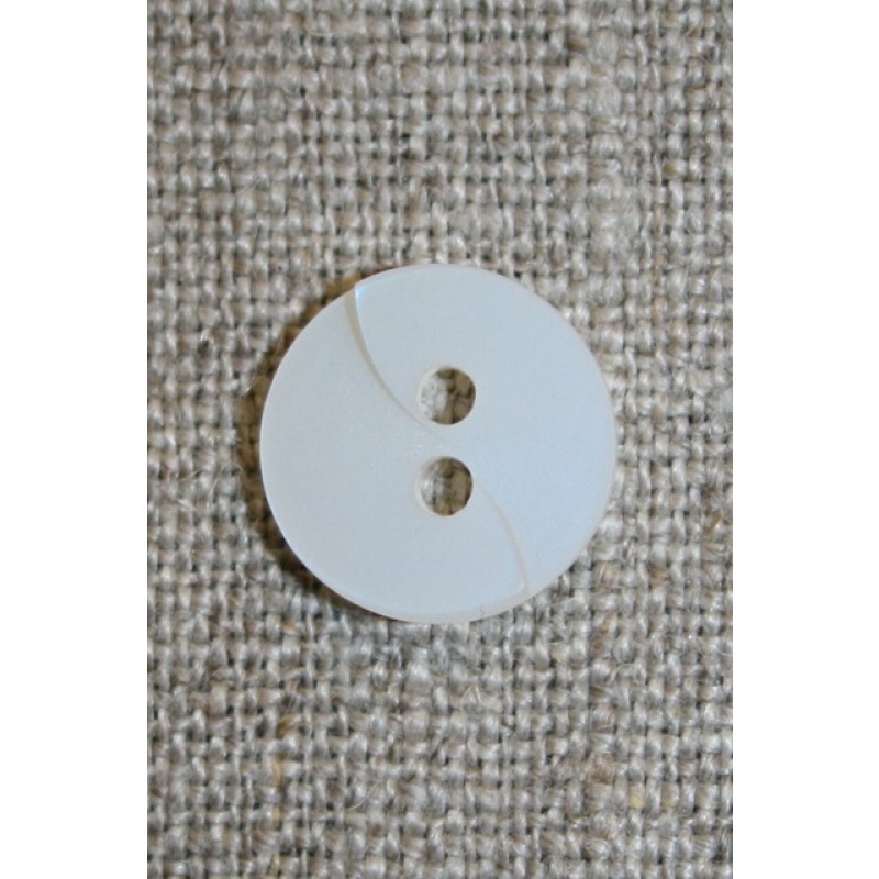 Hvid knap m/drejet look, 13 mm.