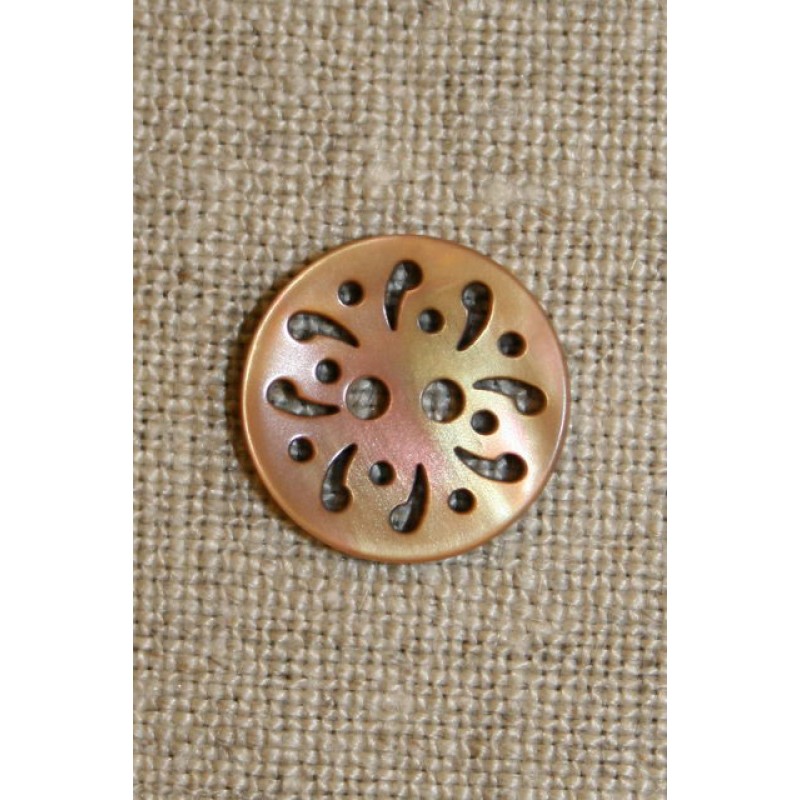 Beige knap m/hulmønster,15 mm