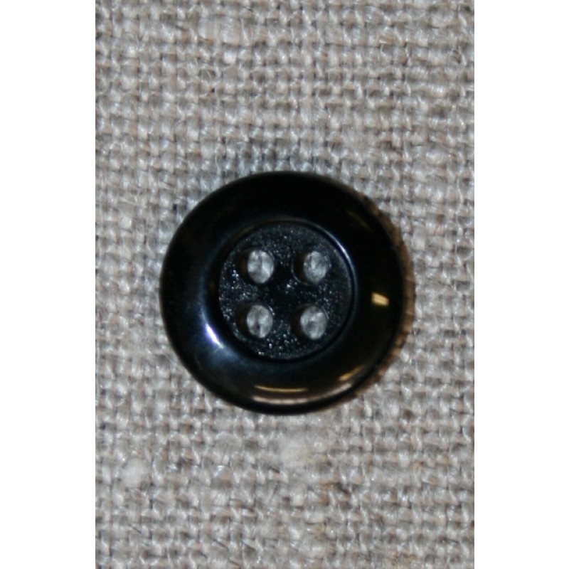 Sort 4-huls knap, 12 mm.