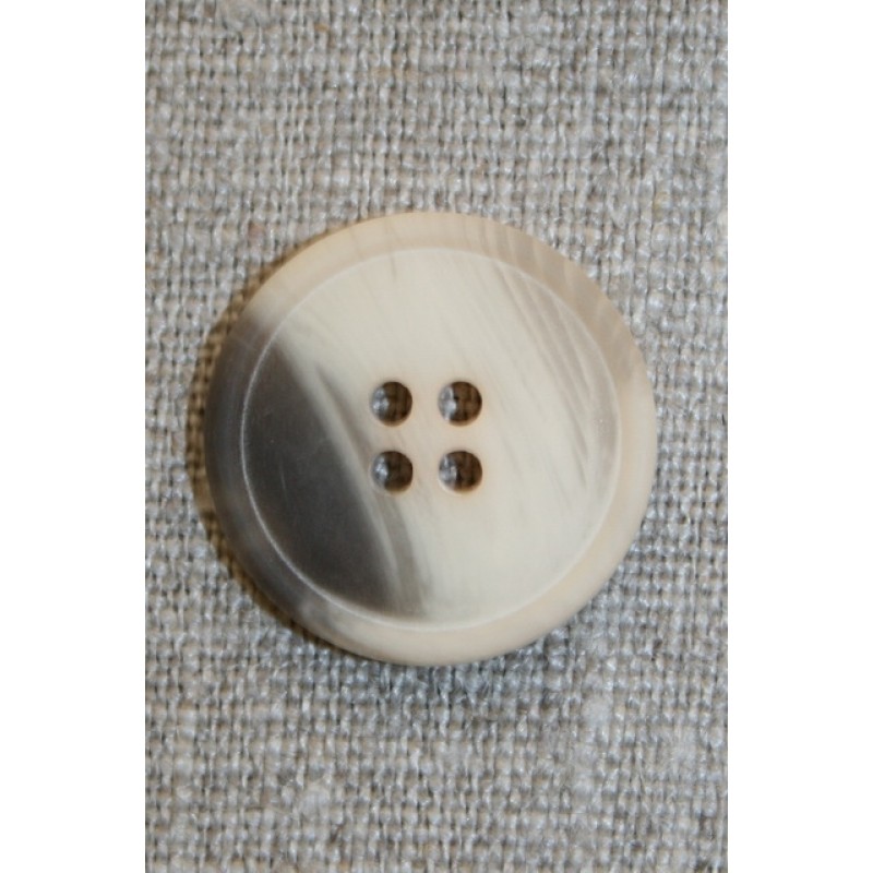 4-huls knap off-white/creme/brun, 22 mm.