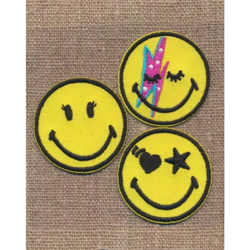 Motiv Smiley 3 stk. lyn, stjerner smil
