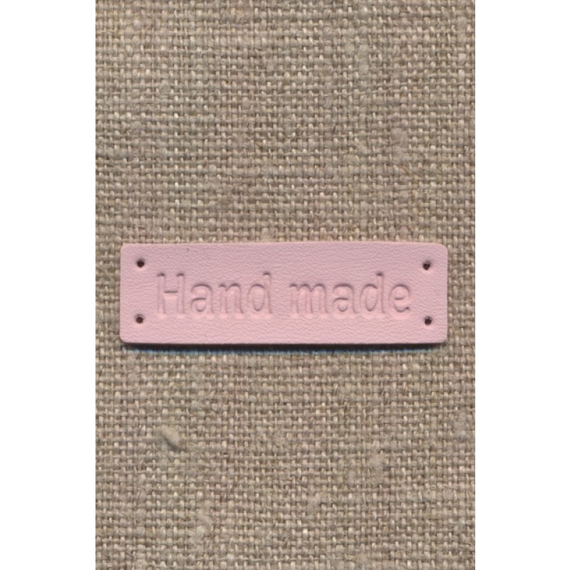 Motiv - Label i læderlook firkantet "Handemade" i rosa