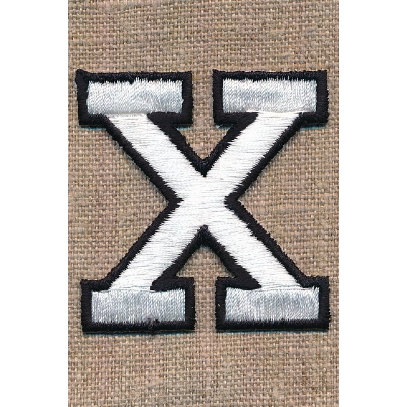 X - Bogstaver til påstrygning i hvid og sort, 52 mm.