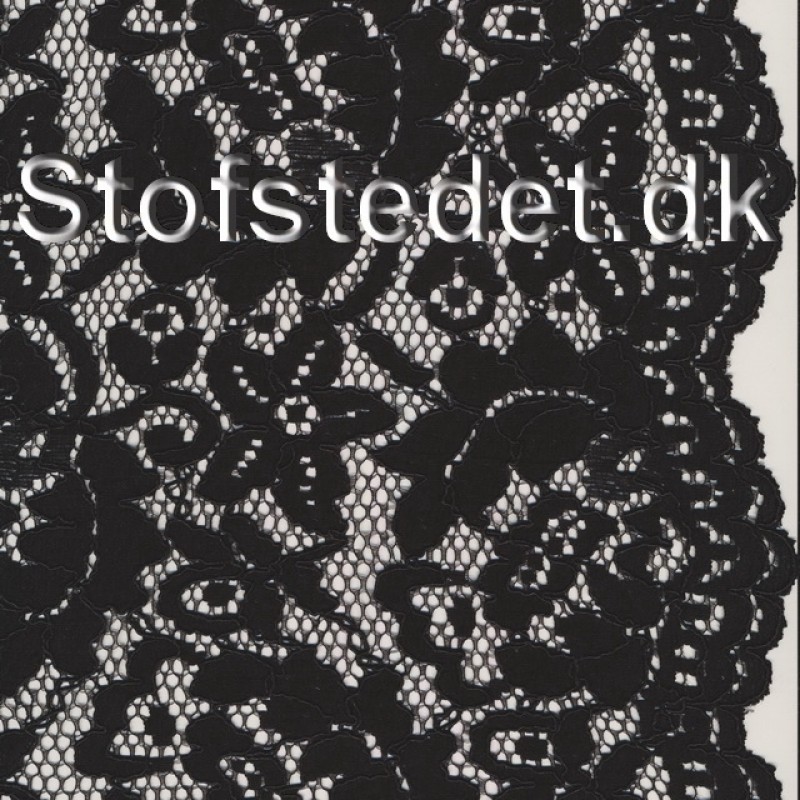 Blonde i bomuld/polyamid m/buet kant i sort