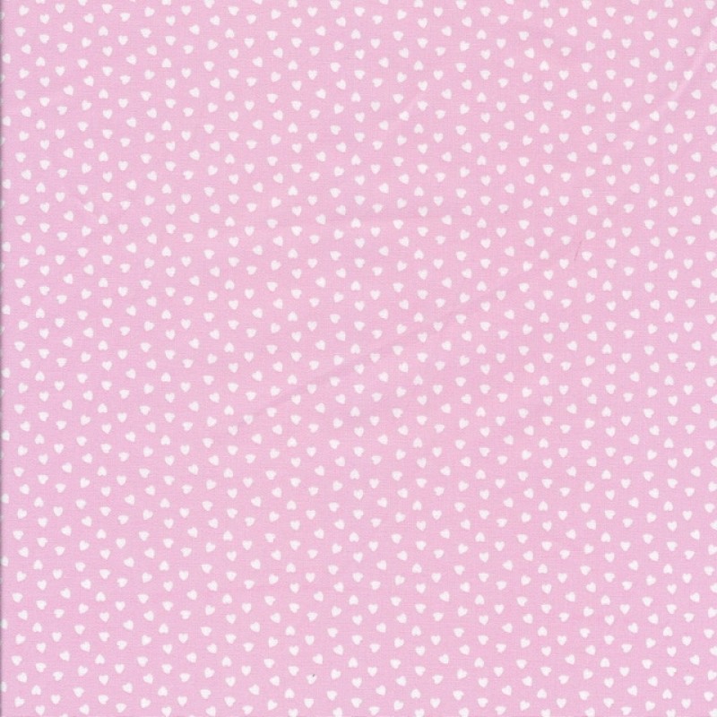Bomuld i babylyserød med små hvide hjerter