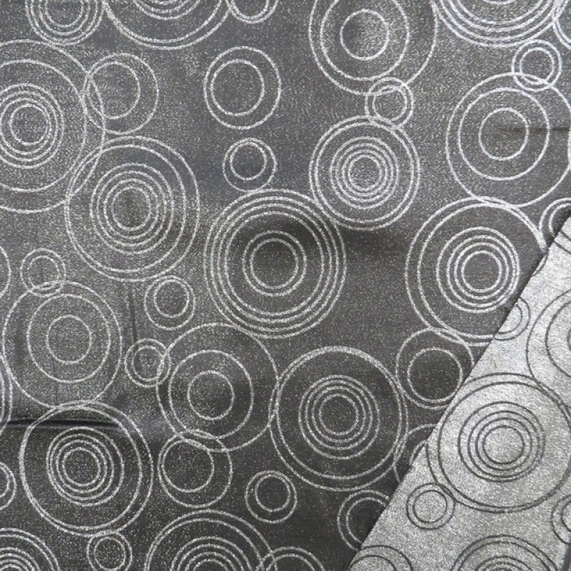 Dug-stof jacquard m/cirkler i sort og sølv