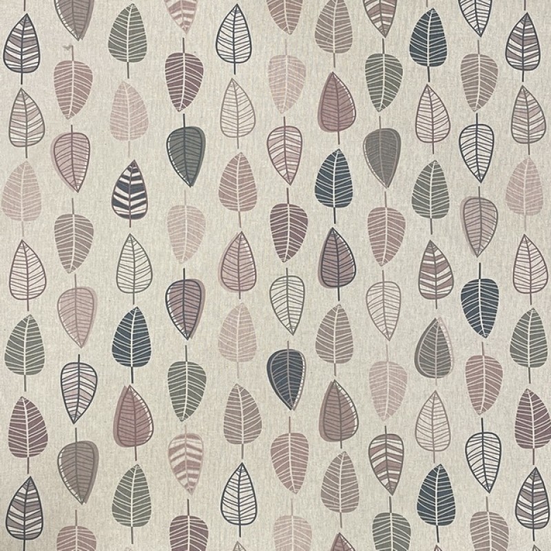 Hør-look bomuld/polyester med retro blade