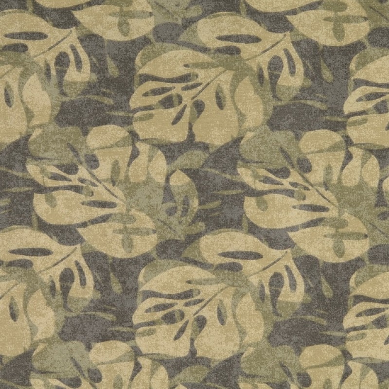 Isoli med stræk i stone-washed blad print i støvet army